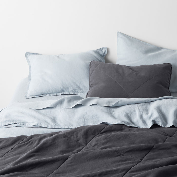 New Natural European Flax Certified Linen Mist Blue King Bed Pillow Sham