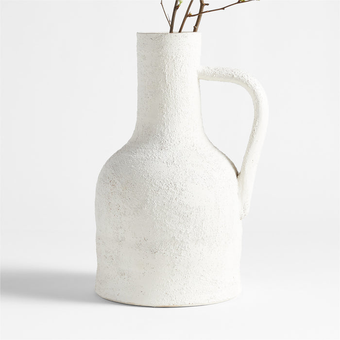 Villa White Jug Ceramic Vase 17"