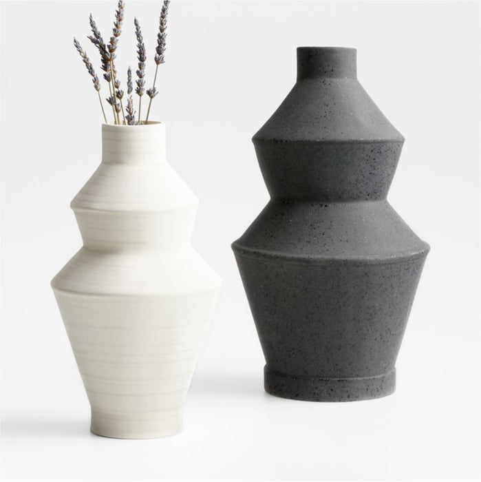 Angle Cream Ceramic Vase 11.5"