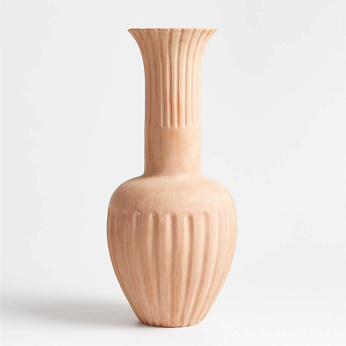 Haute Cannelée Tall Terracotta Vase 19" by Athena Calderone