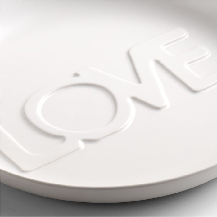 "Love" White Ceramic Salad Plate by Lucia Eames