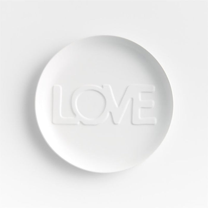 "Love" White Ceramic Salad Plate by Lucia Eames
