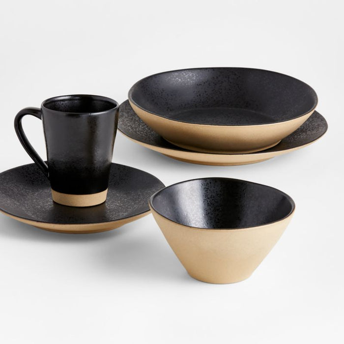 Marin Black Recycled Ceramic Low Bowl
