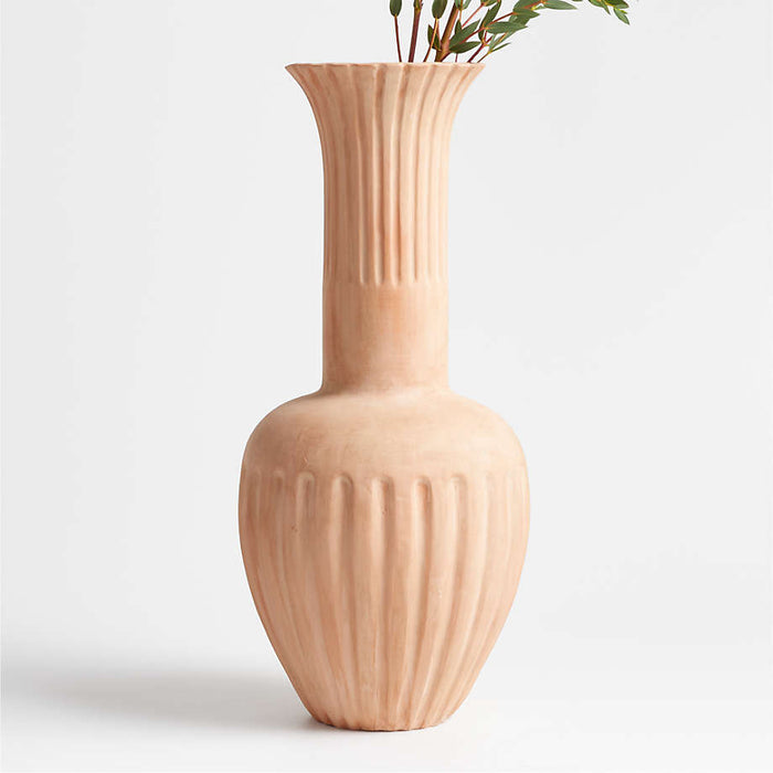 Haute Cannelée Tall Terracotta Vase 19" by Athena Calderone