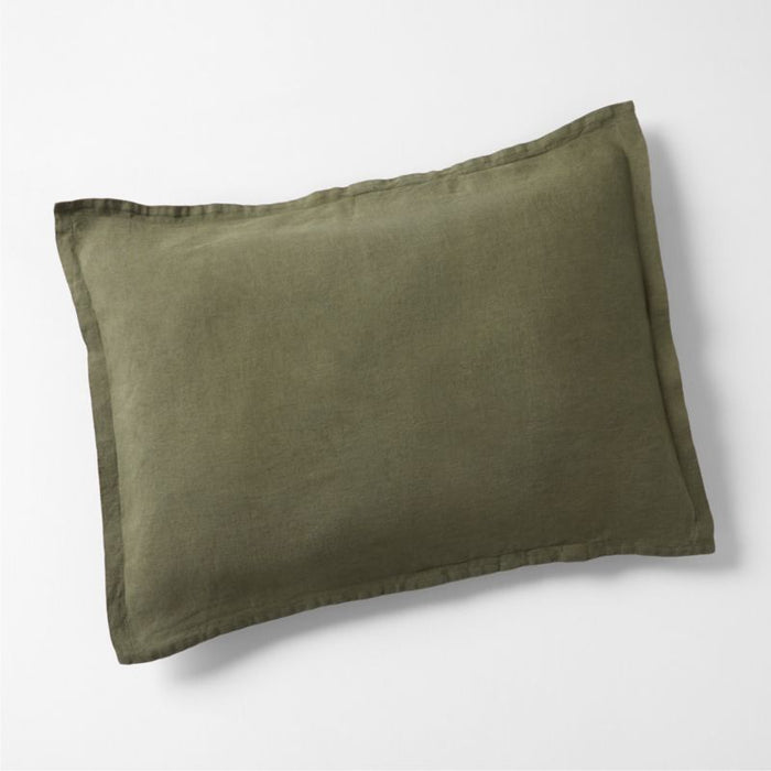 European Flax ®-Certified Linen Burnt Green Standard Pillow Sham Cover