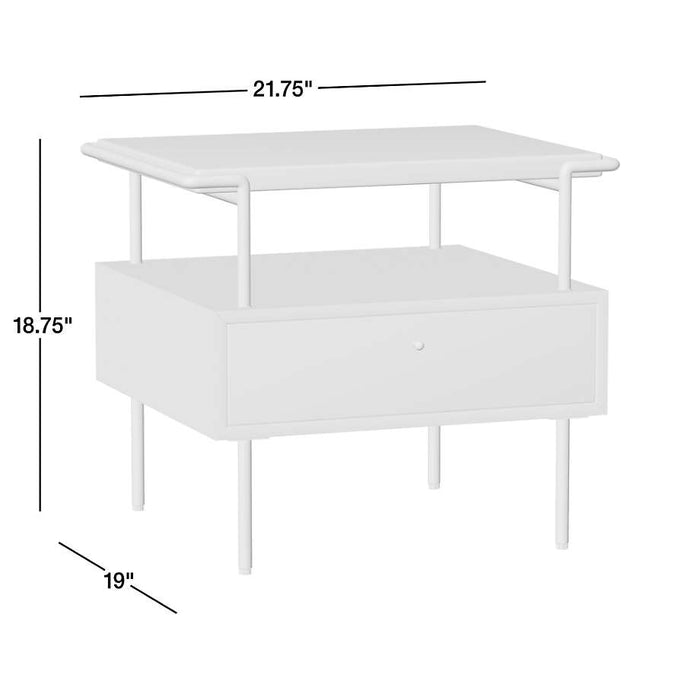 Rene 21.75" Glass Top Leather Wrapped Nightstand by Jeremiah Brent