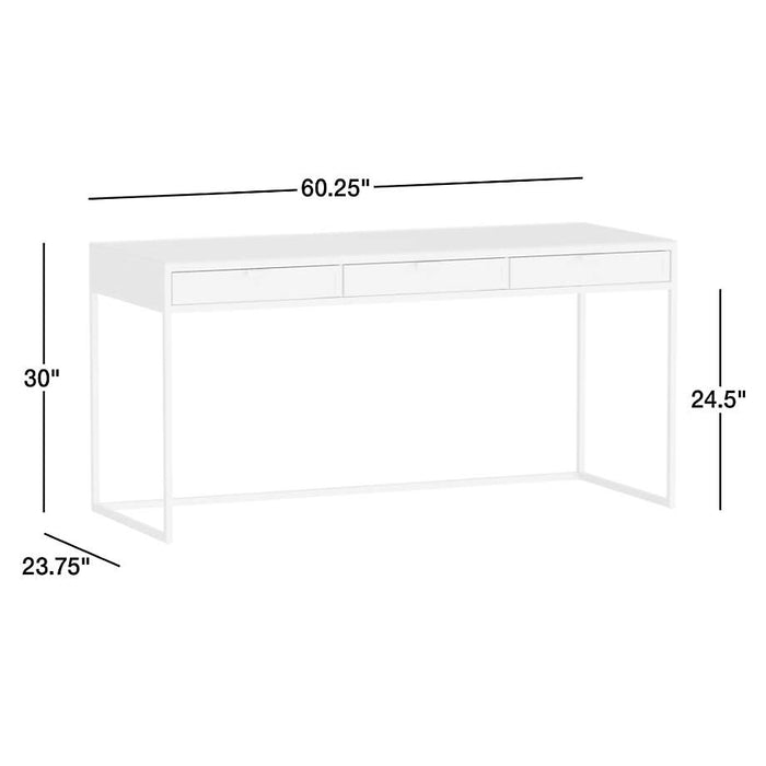 Casement 60" Black Metal Desk with Glass Top