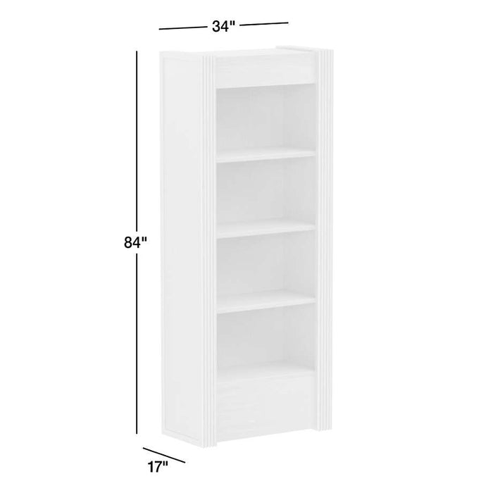 Siena 34" Black Wood 4-Shelf Storage Bookcase with Drawer