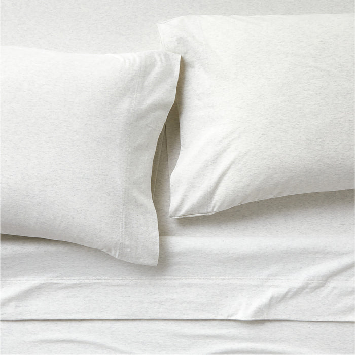 Cozysoft Organic Cotton Jersey Heathered Ivory Full Bed Sheet Set