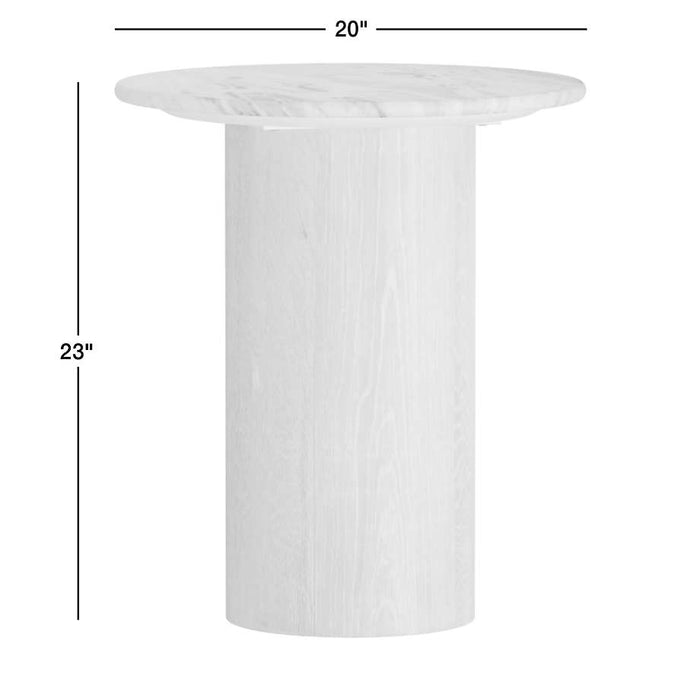 Homage Marble and White Oak 20" Side Table