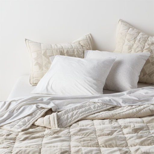 Organic Heritage Velvet Patchwork Beige and Ivory Full/Queen Quilt