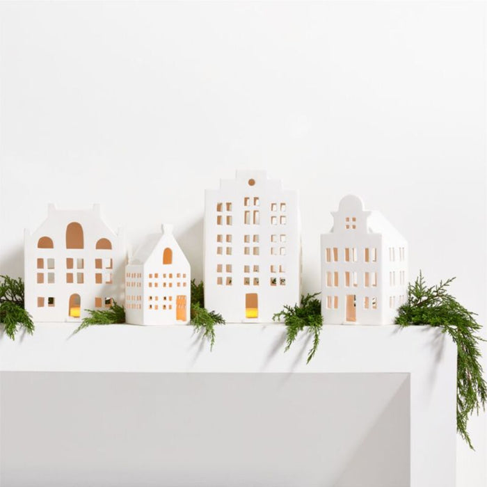 Wide White Ceramic Holiday Canal House