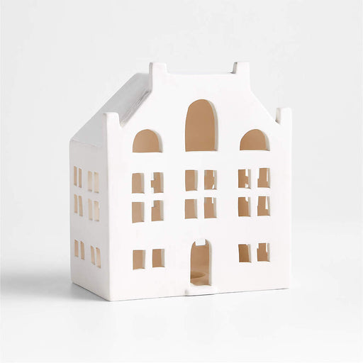 Wide White Ceramic Holiday Canal House