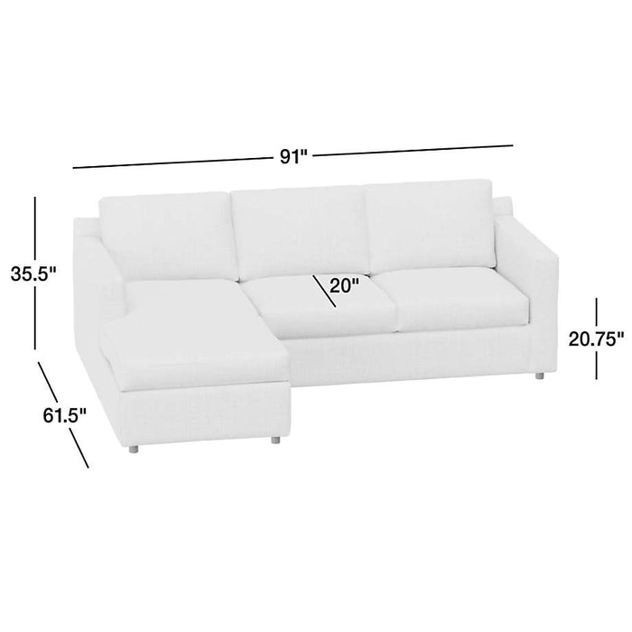 Barrett II 91" Reversible Storage Chaise Lounge Queen Sleeper Sectional Sofa