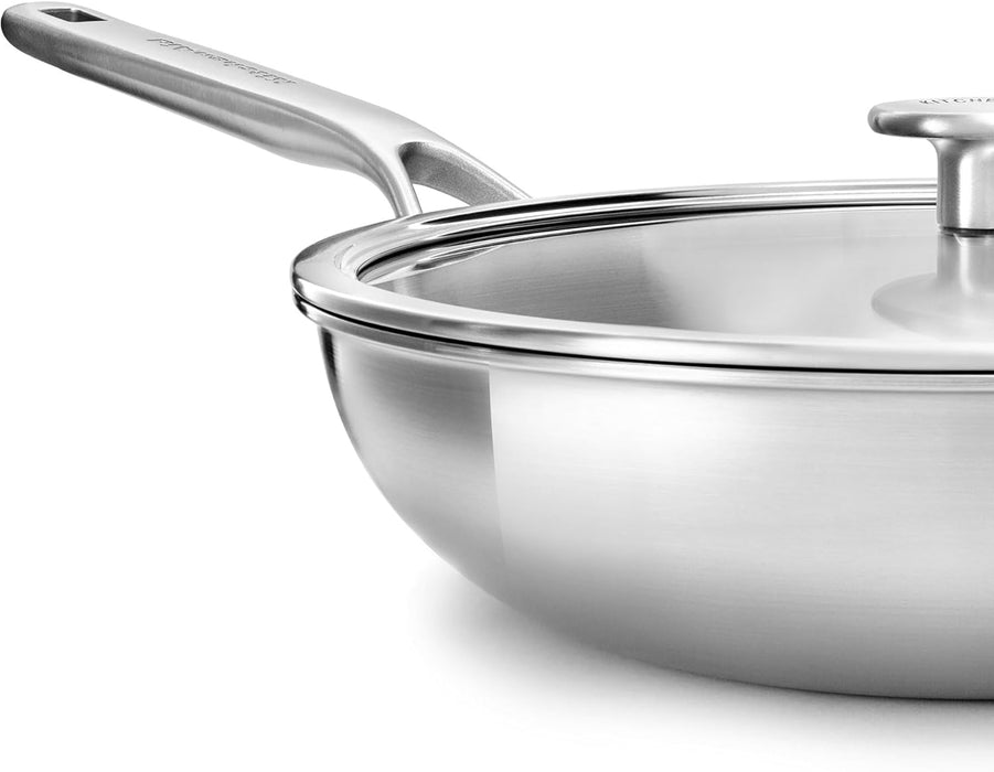 KitchenAid Multi-Ply Stainless Steel Covered Wok 28cm / 3.57L Uncoated