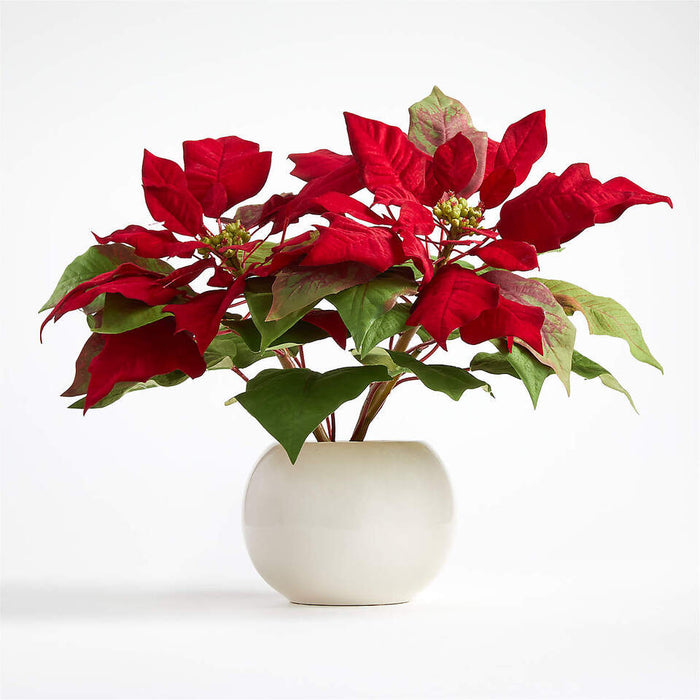 Potted Faux Red Poinsettia