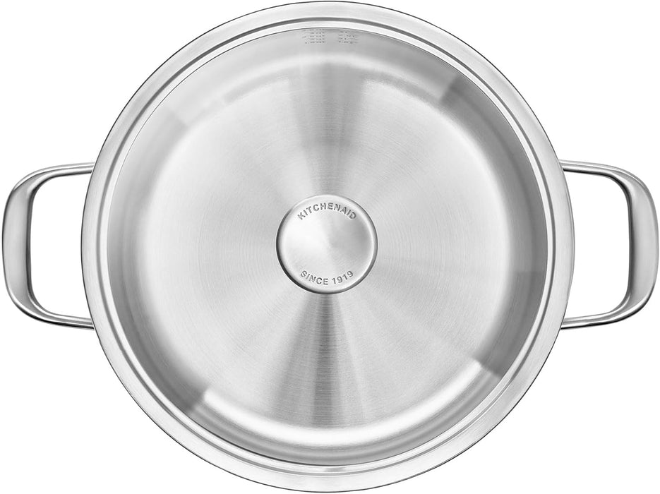 KitchenAid Multi-Ply Stainless Steel Covered Casserole 24cm / 4.91L Uncoated