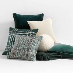 Spruce Green Faux Fur 23"x23" Holiday Throw Pillow Cover