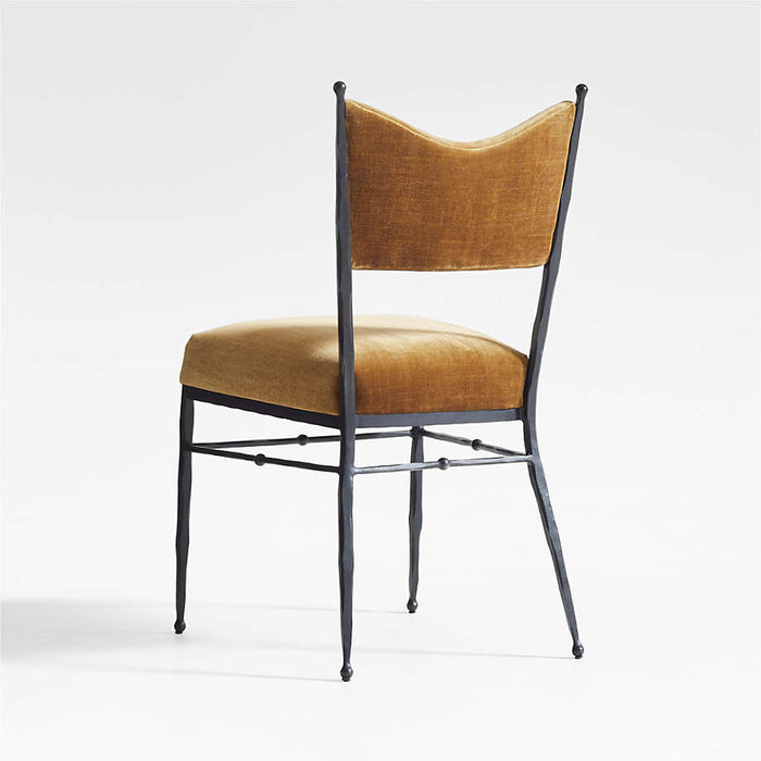 Rodin Ochre Velvet Dining Chair by Athena Calderone