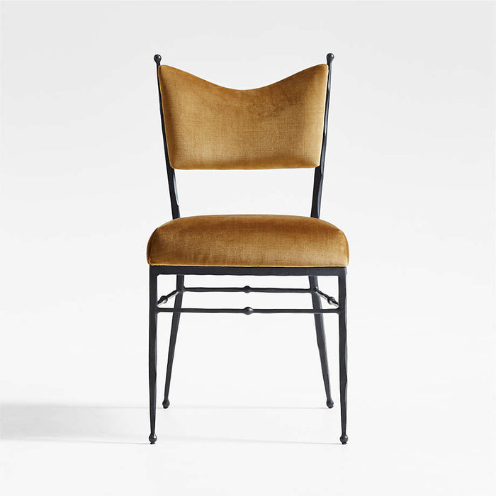 Rodin Ochre Velvet Dining Chair by Athena Calderone