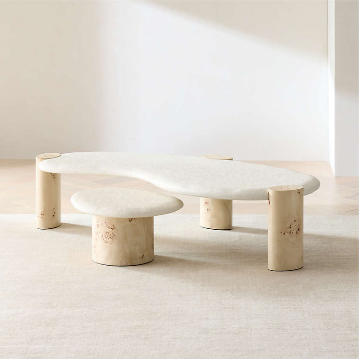Sassolino Concrete and Burl Wood Coffee Table by Athena Calderone