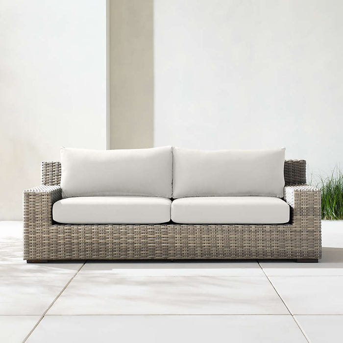 Abaco 83" Resin Wicker Outdoor Sofa with Canvas Natural Sunbrella ® Cushions