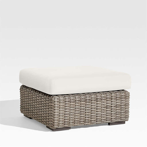 Abaco All-Weather Wicker Outdoor Ottoman with Canvas Natural Sunbrella ® Cushion