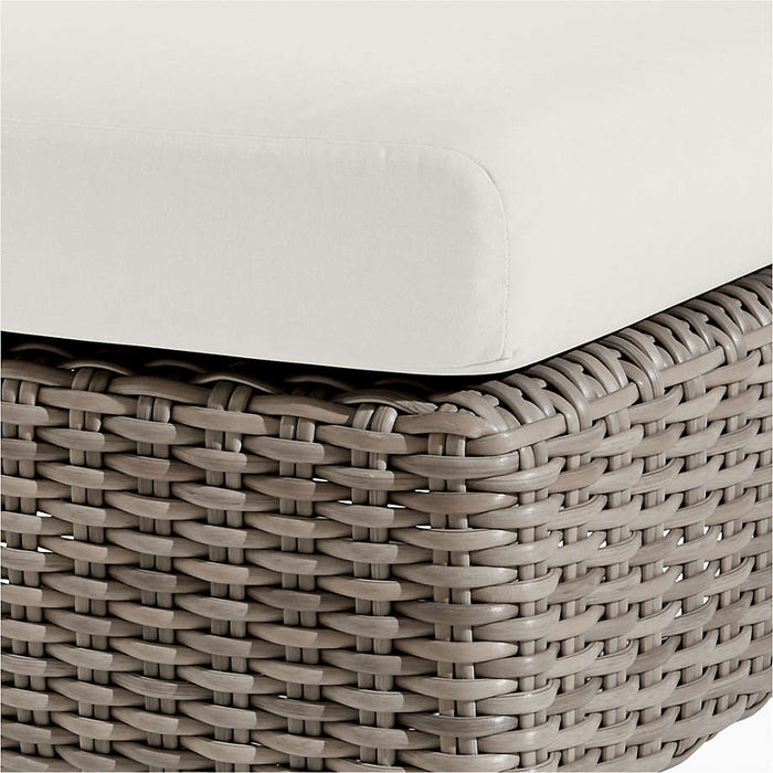 Abaco All-Weather Wicker Outdoor Ottoman with Canvas Natural Sunbrella ® Cushion