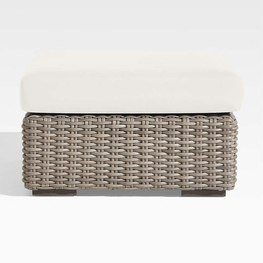 Abaco All-Weather Wicker Outdoor Ottoman with Canvas Natural Sunbrella ® Cushion