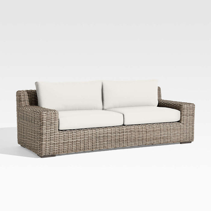 Abaco 83" Resin Wicker Outdoor Sofa with Canvas Natural Sunbrella ® Cushions