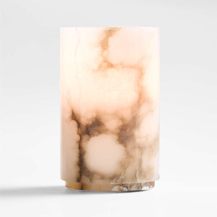 Large Alabaster Hurricane Pillar Candle Holder