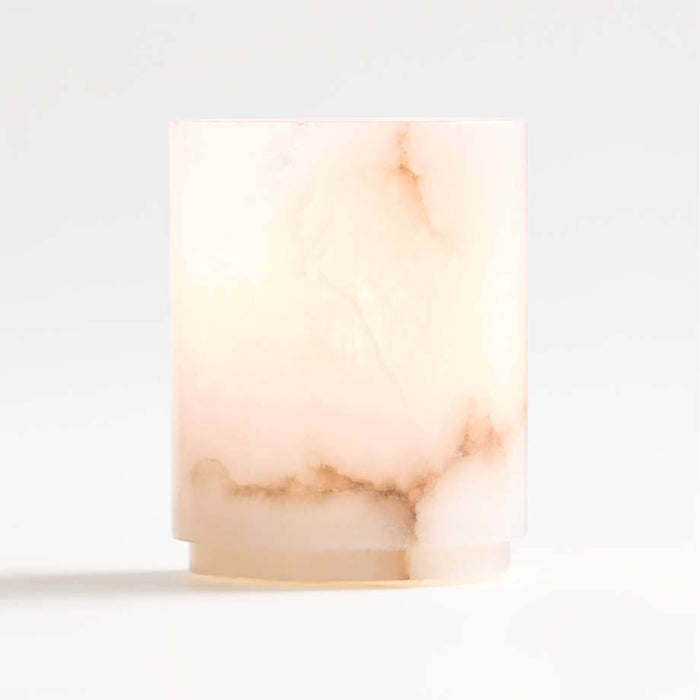 Medium Alabaster Hurricane Pillar Candle Holder