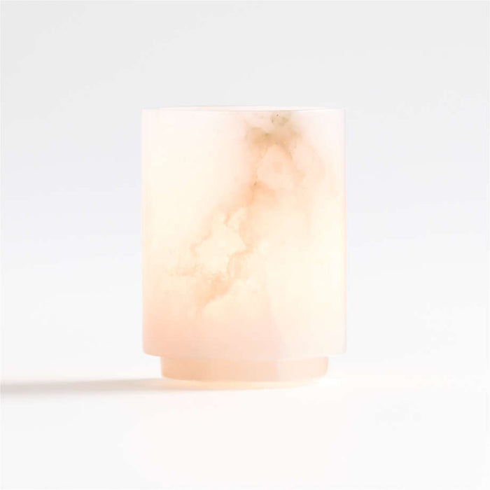 Small Alabaster Hurricane Pillar Candle Holder