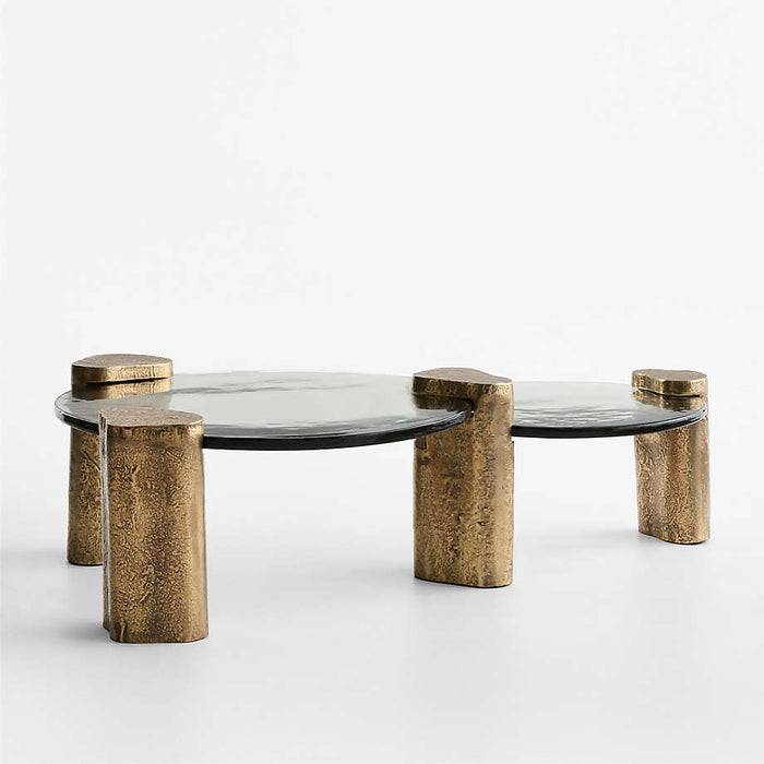 Alchemy Burnished Brass and Cast Glass 60" Tiered Round Coffee Table