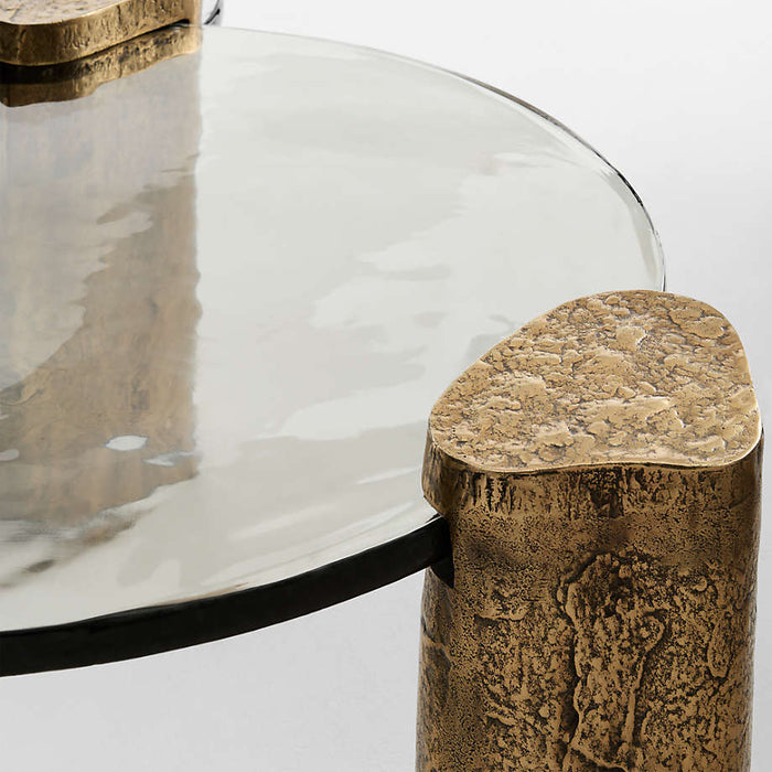 Alchemy Burnished Brass and Cast Glass 60" Tiered Round Coffee Table