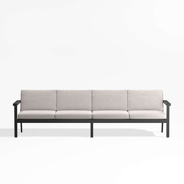Alfresco 108" Metal Outdoor Sectional Sofa with Silver Sunbrella® Cushions