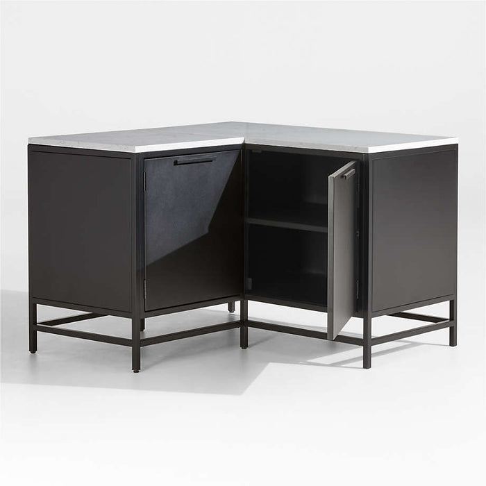 Alfresco Black Corner Outdoor Kitchen Cabinet Set