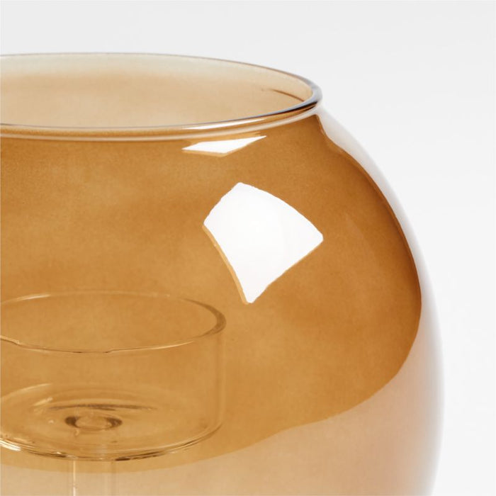 Alina Amber Glass Small Tealight Holder