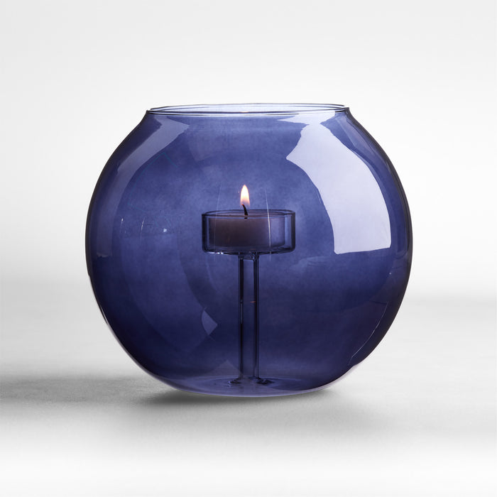 Alina Large Deep Blue Glass Tealight Candle Holder