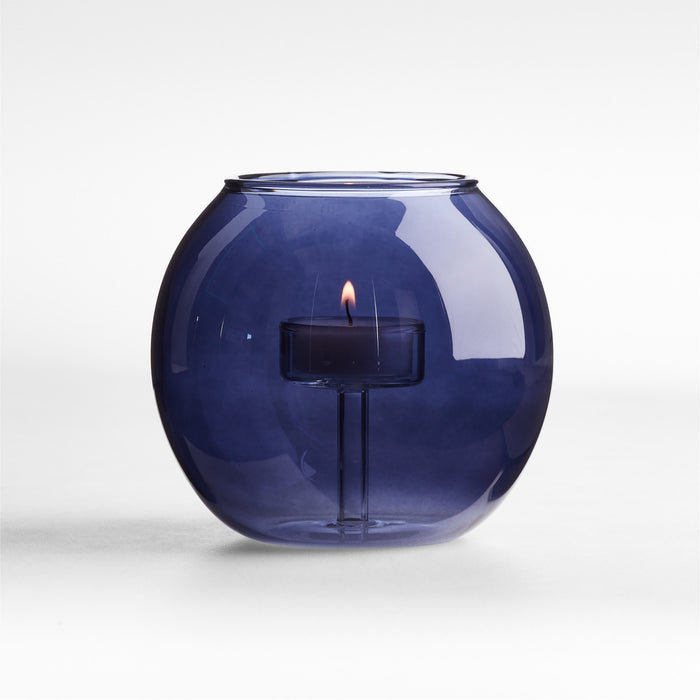 Alina Small Deep Blue Glass Tealight Candle Holder