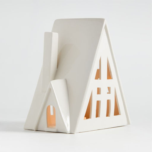 Large White Ceramic Holiday Alpine A-Frame House
