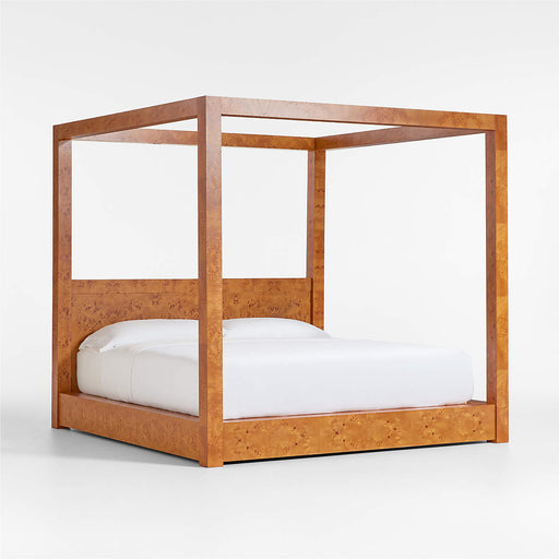 Ambrose Mappa Burl Wood King Canopy Bed