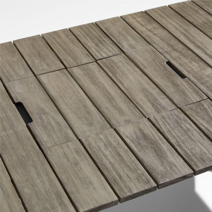 Andorra 61" Weathered Grey Wood Outdoor Coffee Table with Drink Bin