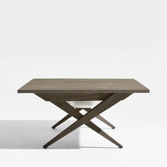 Andorra 61" Weathered Grey Wood Outdoor Coffee Table with Drink Bin