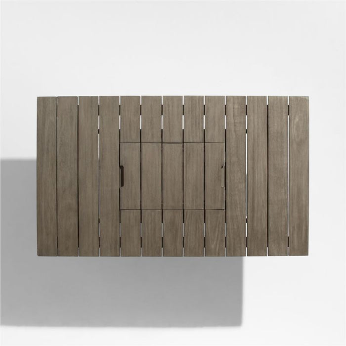 Andorra 61" Weathered Grey Wood Outdoor Coffee Table with Drink Bin