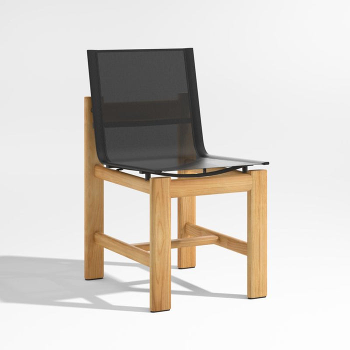 Anguilla Teak Outdoor Dining Side Chair with Black Cushions