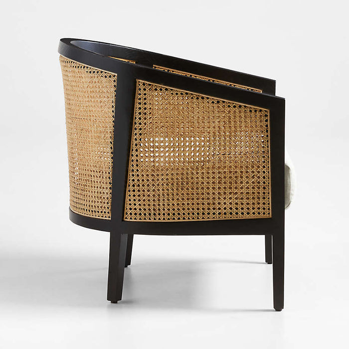 Ankara Black Cane Chair with Ivory Cushion