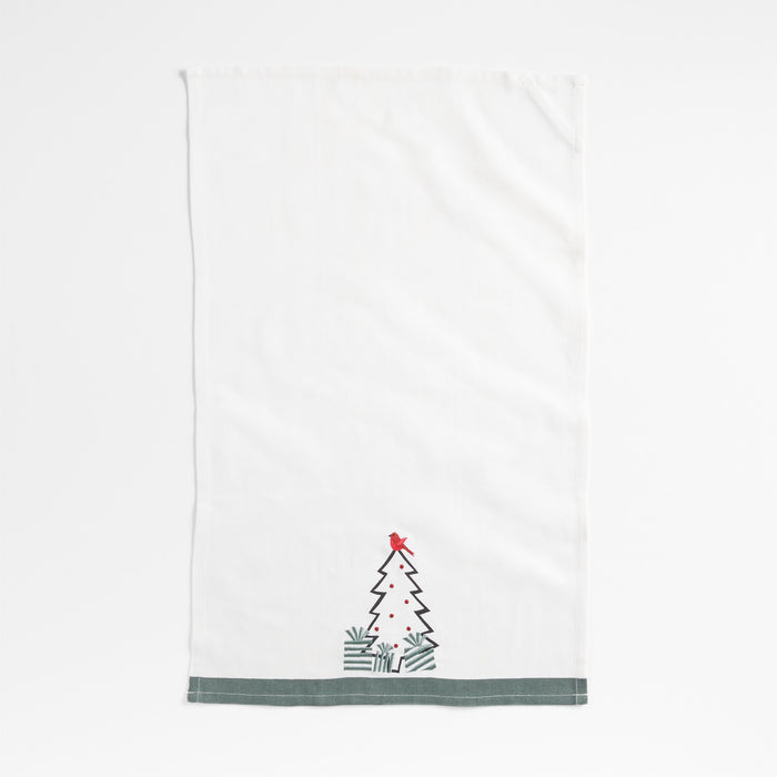 Arctic Bird and Christmas Tree Organic Cotton Dish Towel