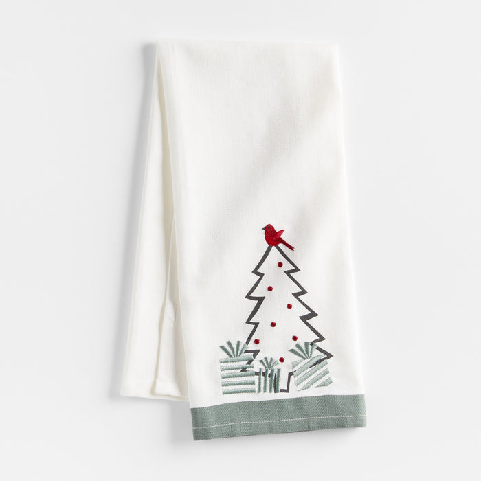 Arctic Bird and Christmas Tree Organic Cotton Dish Towel