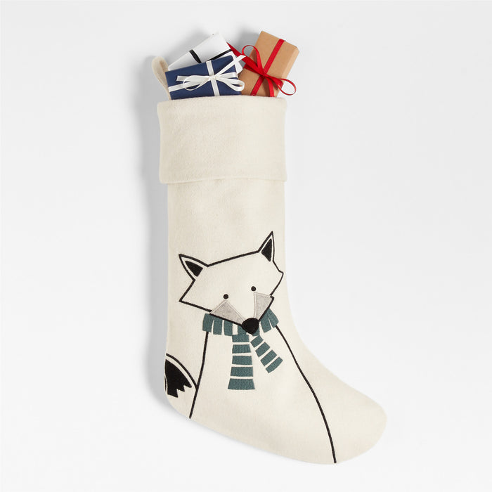 Arctic Friend Fox Christmas Stocking by Joan Anderson